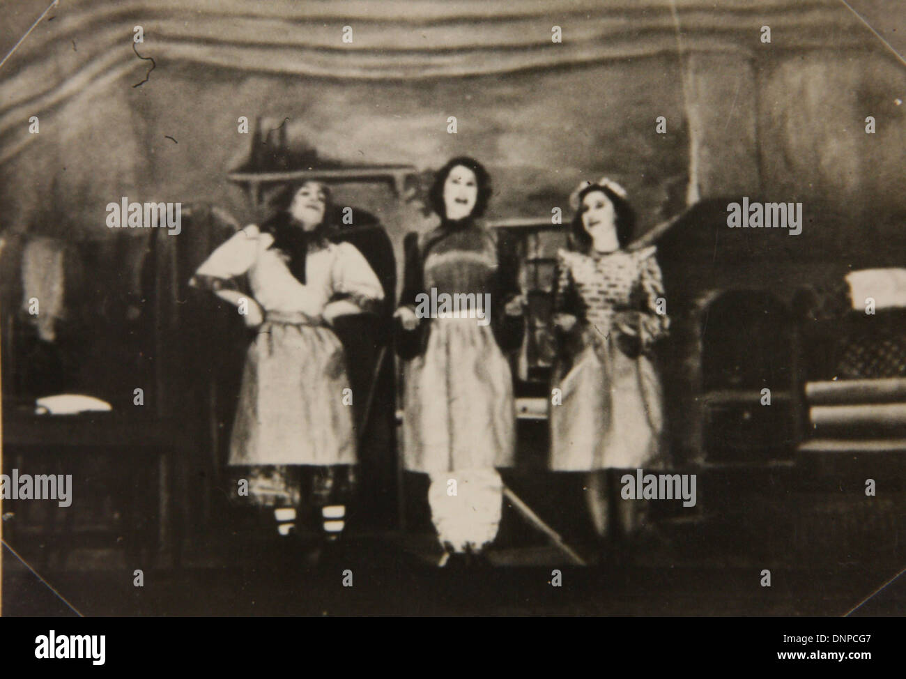 Collect photograph of Princess Margaret (right) and Princess Elizabeth (centre) in the play Aladdin, 1943 Stock Photo