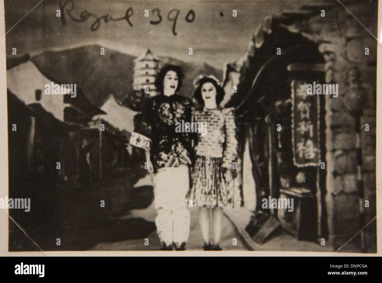 Collect photograph of Princess Margaret (right) and Princess Elizabeth (left) in the play Aladdin, 1943 Stock Photo