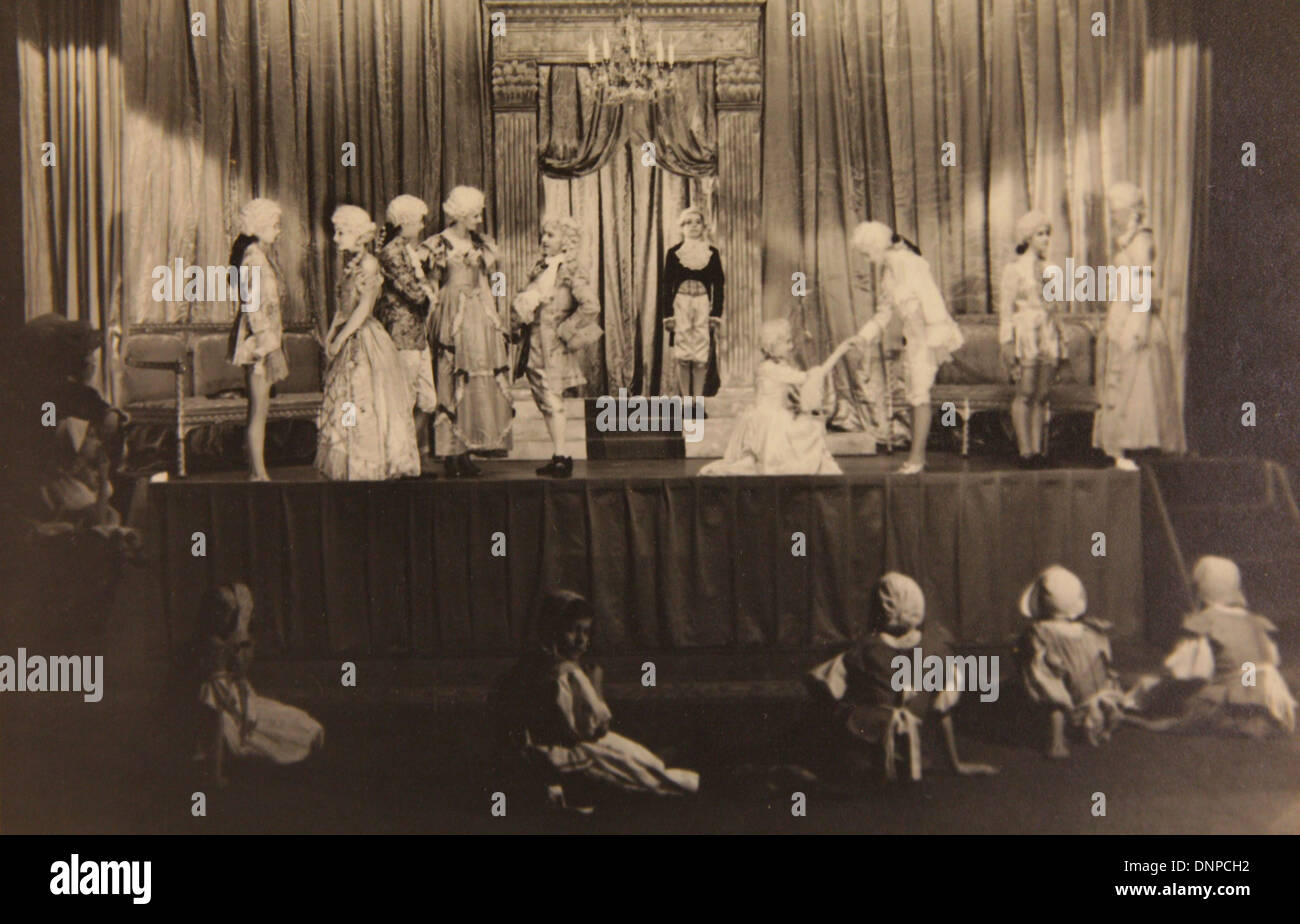 A photograph of Princess Margaret and Princess Elizabeth in the play Aladdin, 1943, Stock Photo