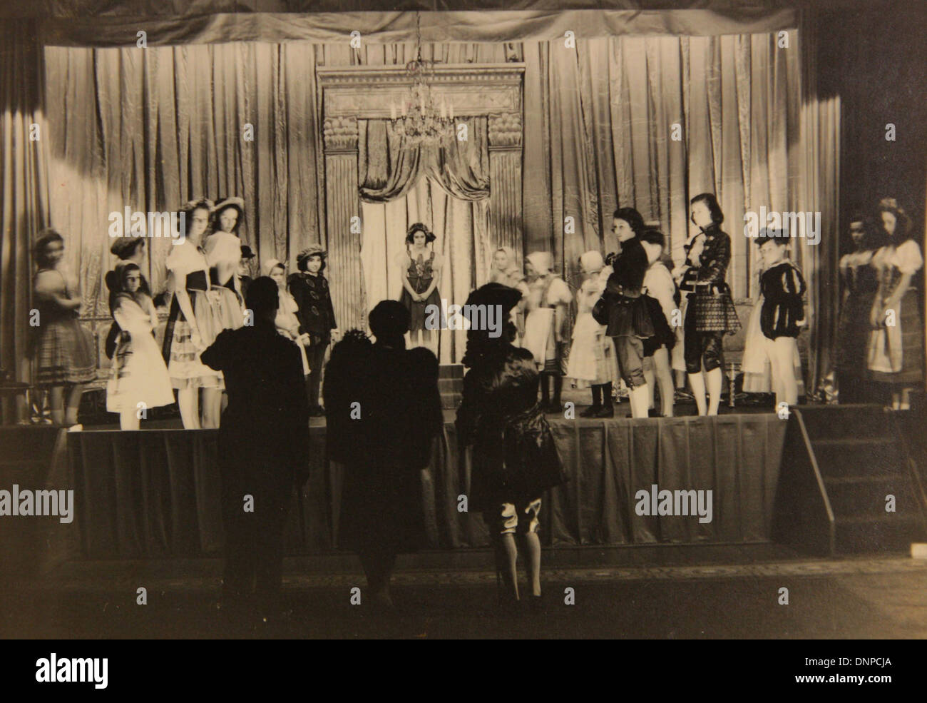 A photograph of Princess Elizabeth and Princess Margaret in the play Aladdin, 1943 Stock Photo