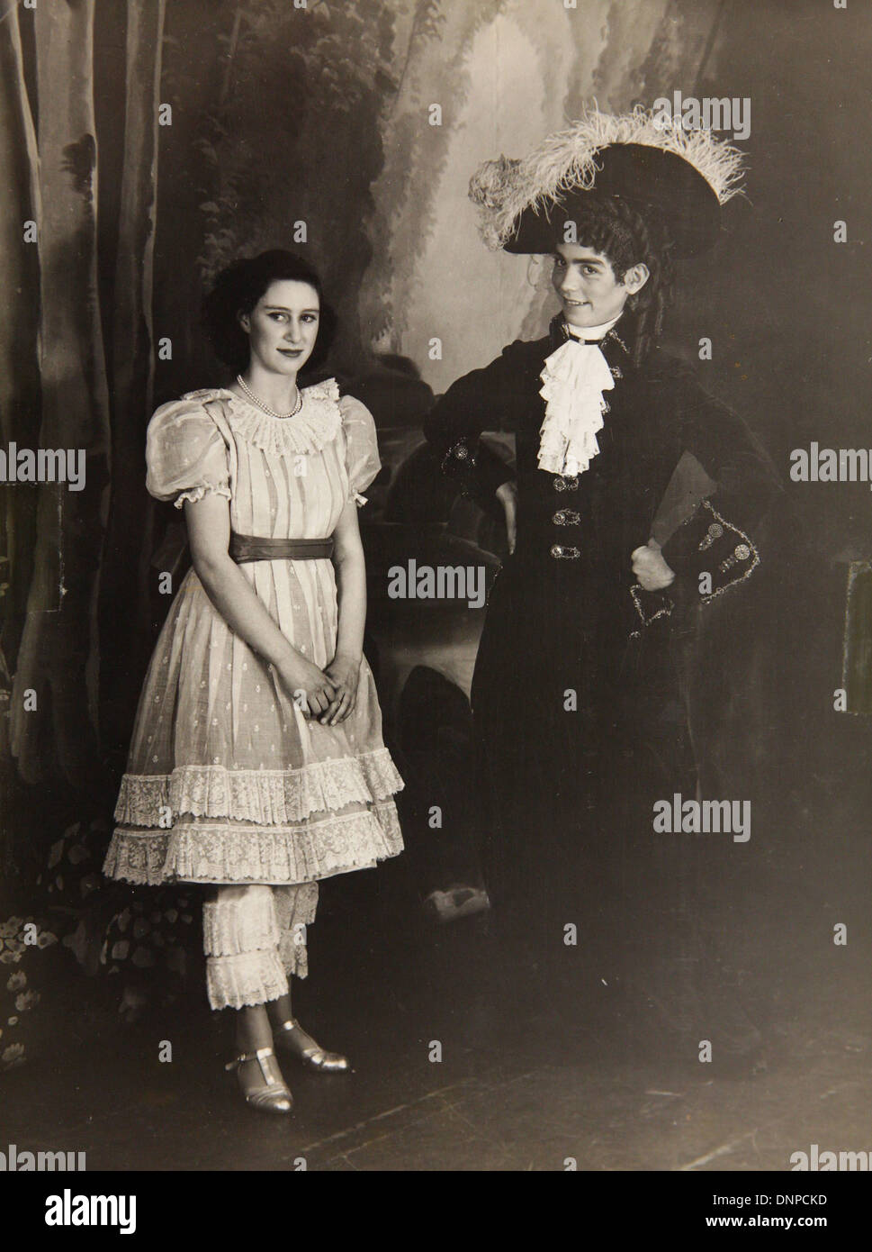 Collect photograph of Princess Margaret and Cyril Woods in the play Old Mother Red Riding Boots, 1944, Stock Photo