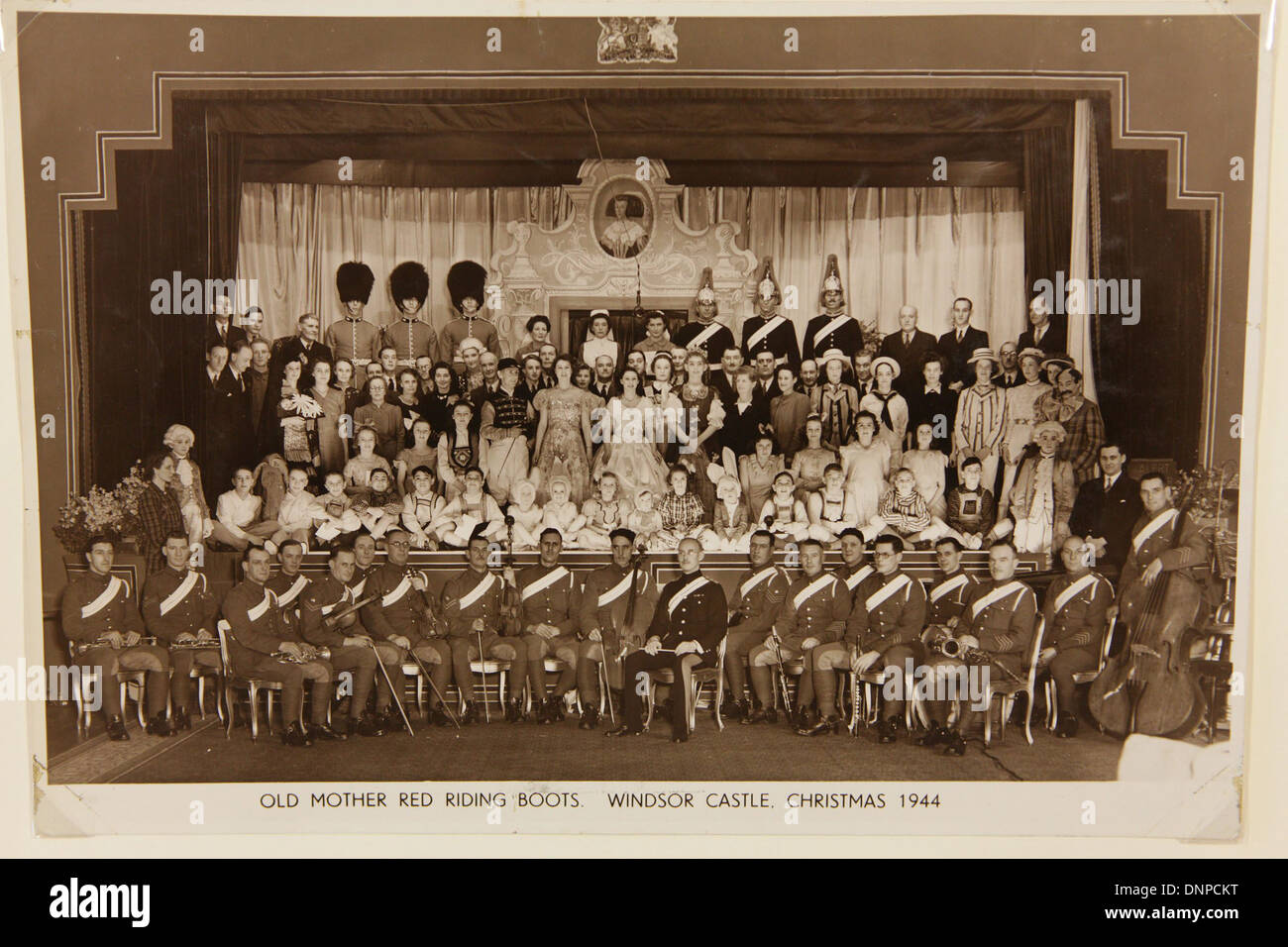 Collect photograph of Princess Margaret and Princess Elizabeth in the play Old Mother Red Riding Boots, 1944 Stock Photo