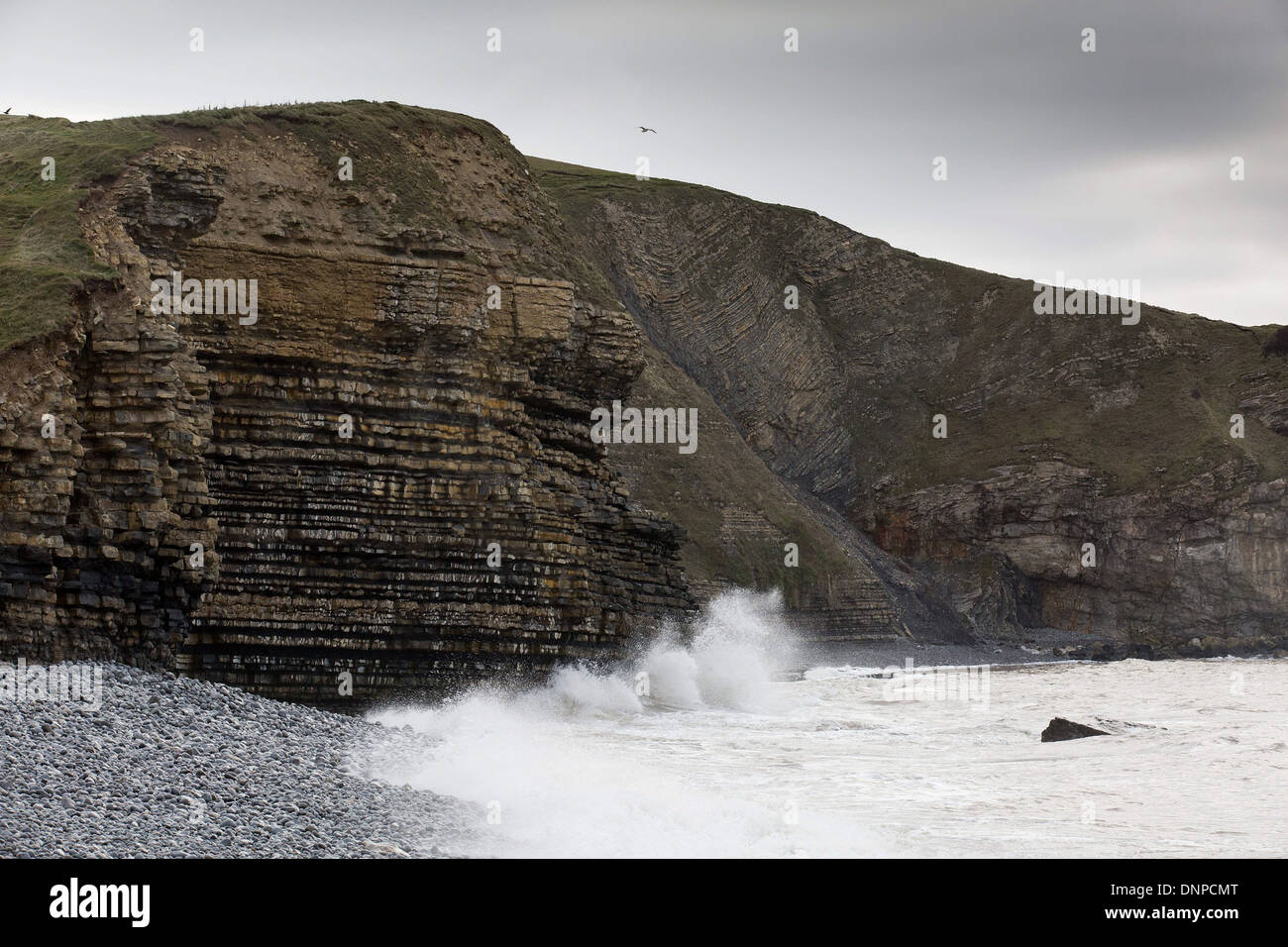 Southerndown Cliffs in Wales. Stock Photo