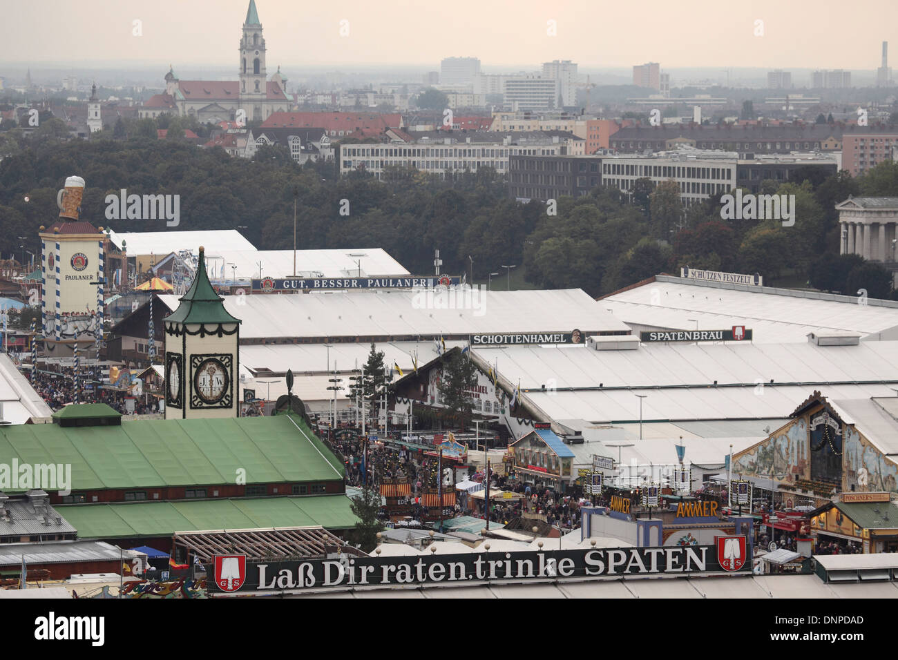 Tents at the Oktoberfest in Munich, Germany. Stock Photo