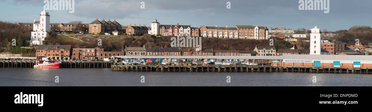 Panoramic view of North Shields fish quay, north east England UK Stock Photo