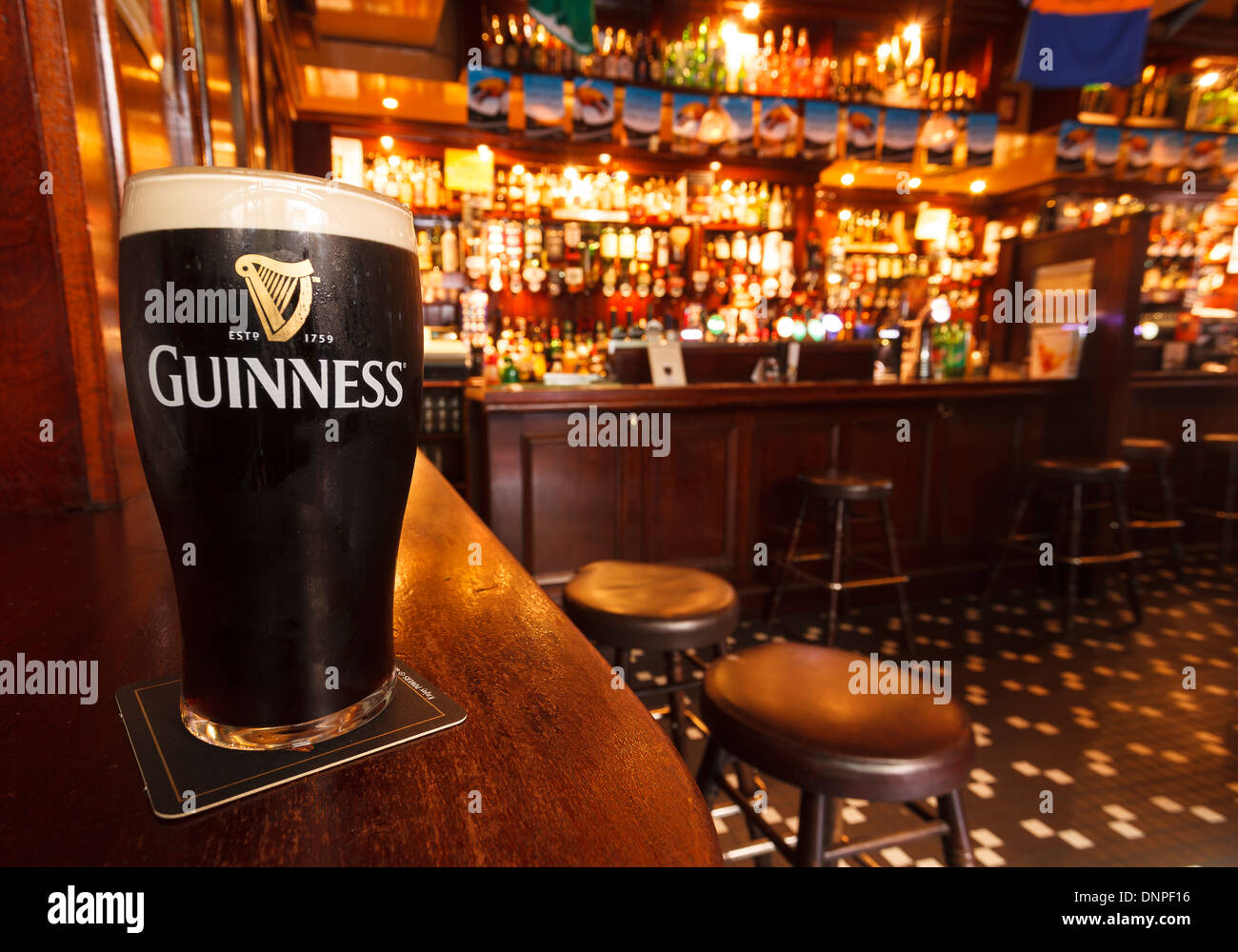 Irish beer in Temple Bar Pub, Dublin, Ireland, Europe Stock Photo