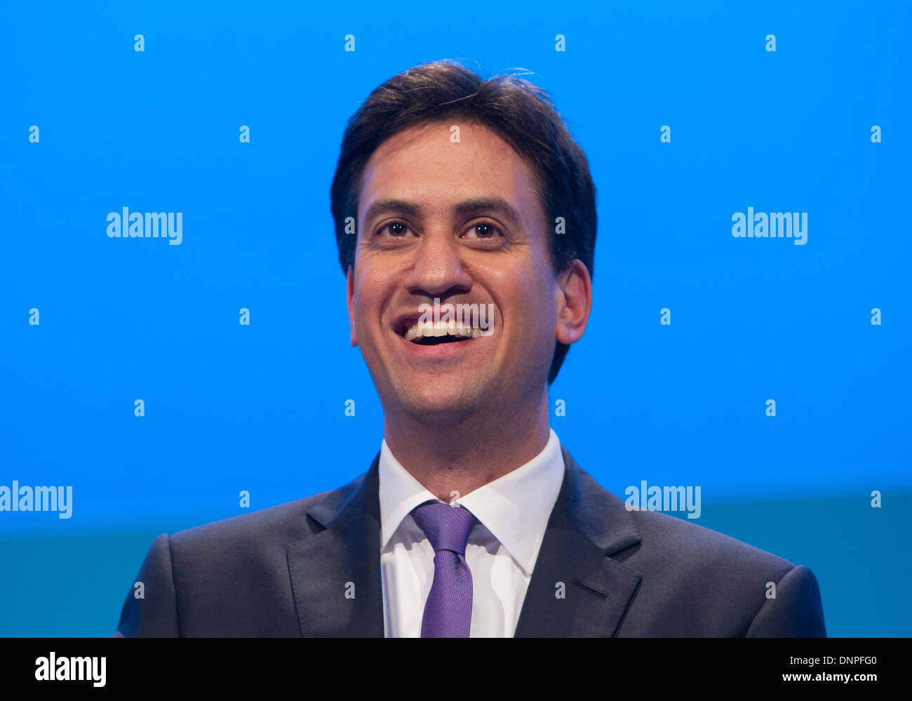 Ed Miliband addresses the Labour Party conference,Brighton 2013 Stock Photo