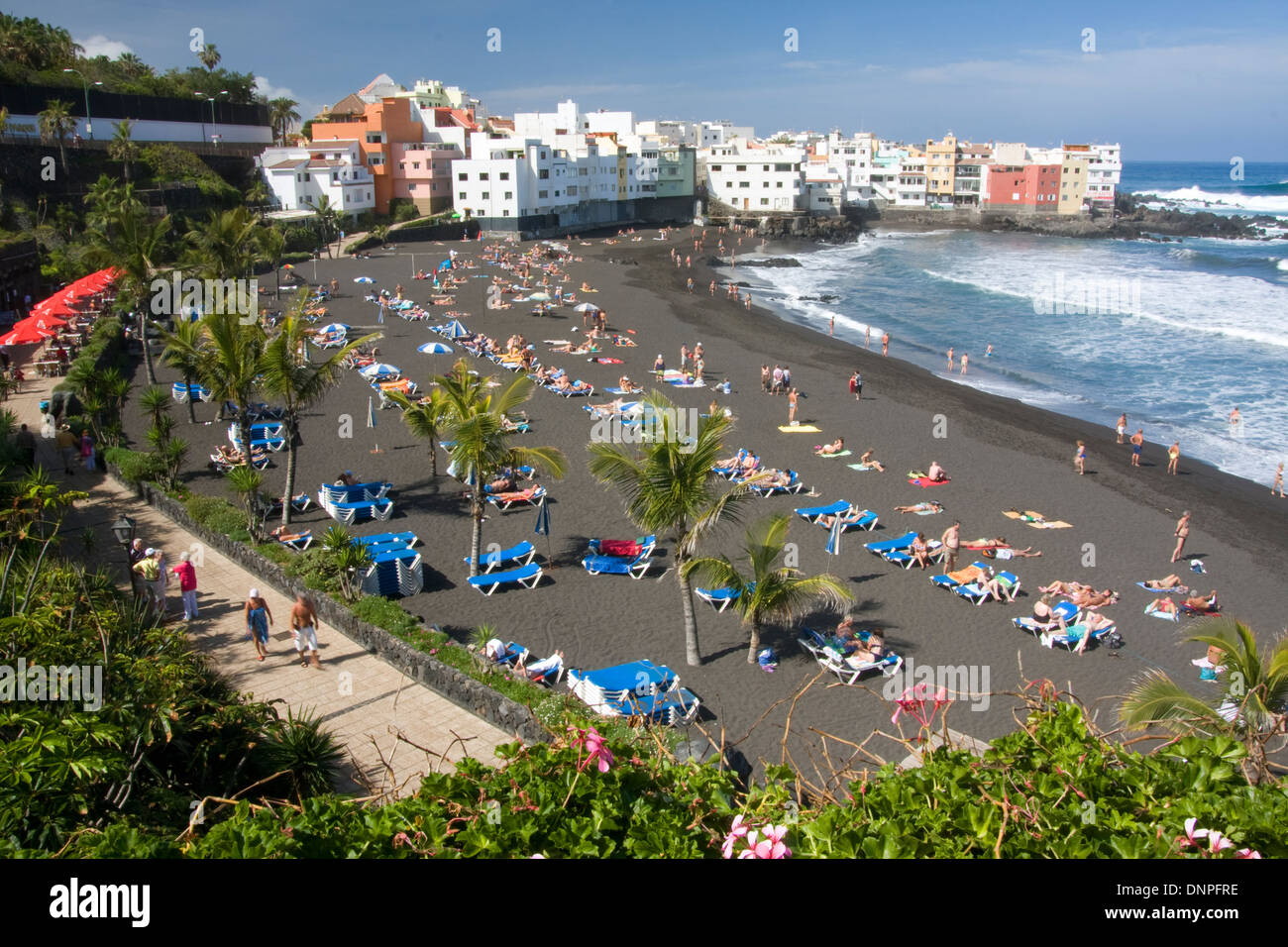 Playa del Jardin, Puerto de la Cruz, northern Tenerife, Spain Stock Photo