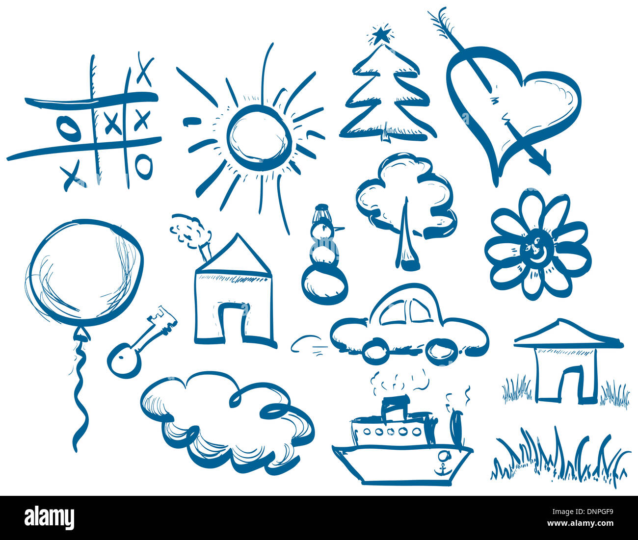 Hand drawing symbols set in doodle style Stock Photo Alamy