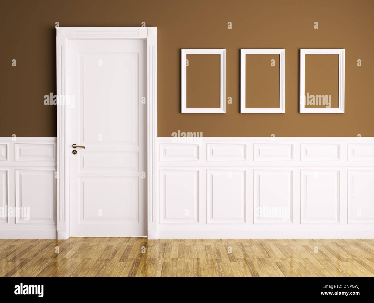Interior of a room with classic door and frames Stock Photo