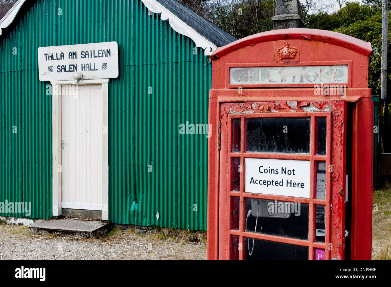A rural hall and telephone box Scotland Stock Photo Alamy