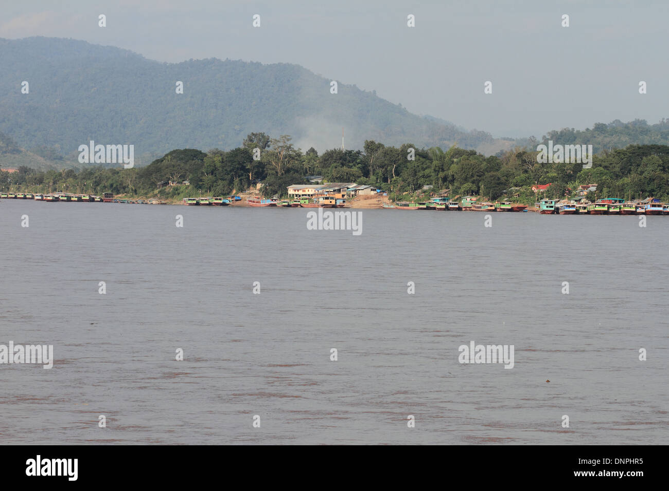 Mekkong river at godlen triangle, sob ruak, laos custom house, Stock Photo