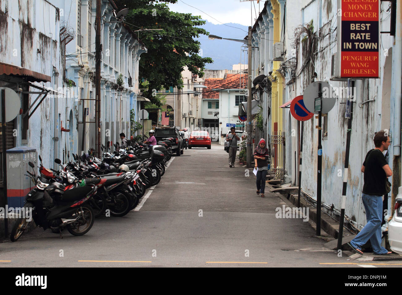 motorbike parking,old komtar shopping centre, penang,malaysia Stock Photo