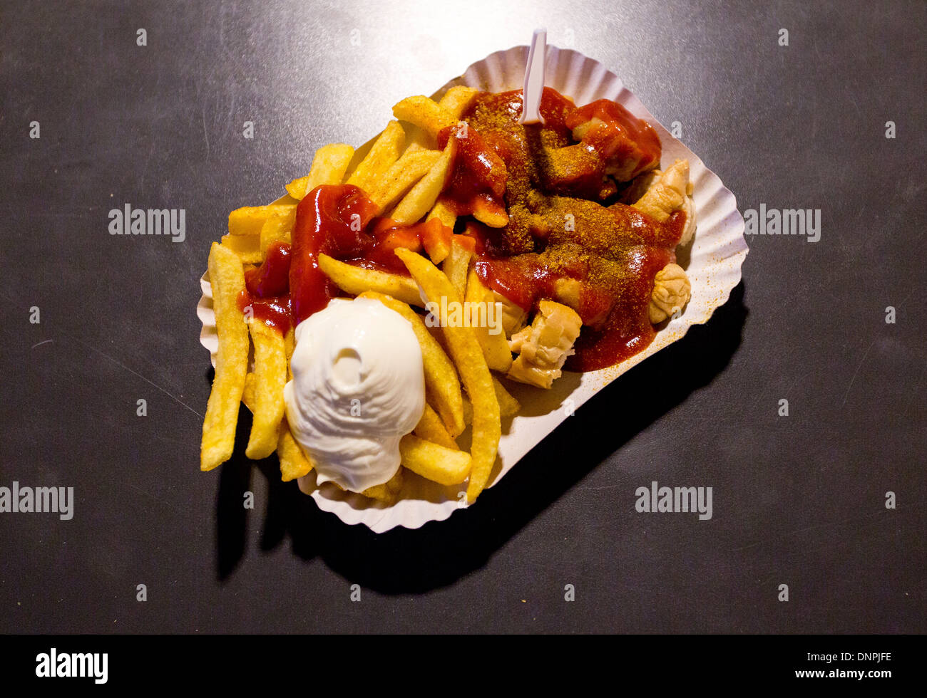 06/12/2013 Currywurst at Konnopke's Imbiss. Berlin, Germany Stock Photo