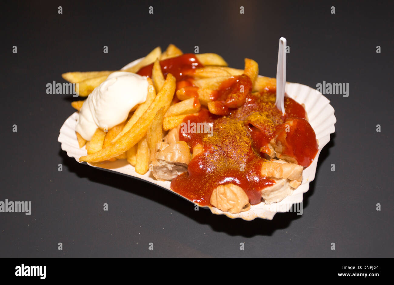 06/12/2013 Currywurst at Konnopke's Imbiss. Berlin, Germany Stock Photo