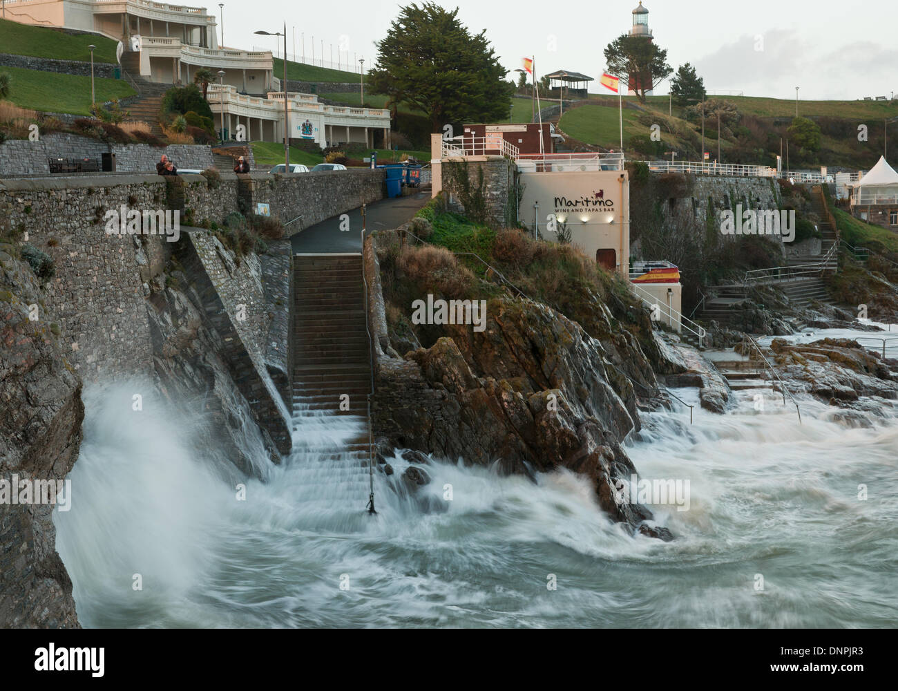 West Hoe, Plymouth, UK. 03rd Jan, 2014. Plymouth water front is battered by large waves and stormy seas as another Atlantic storm passes through. Credit:  Anna Stevenson/Alamy Live News Stock Photo
