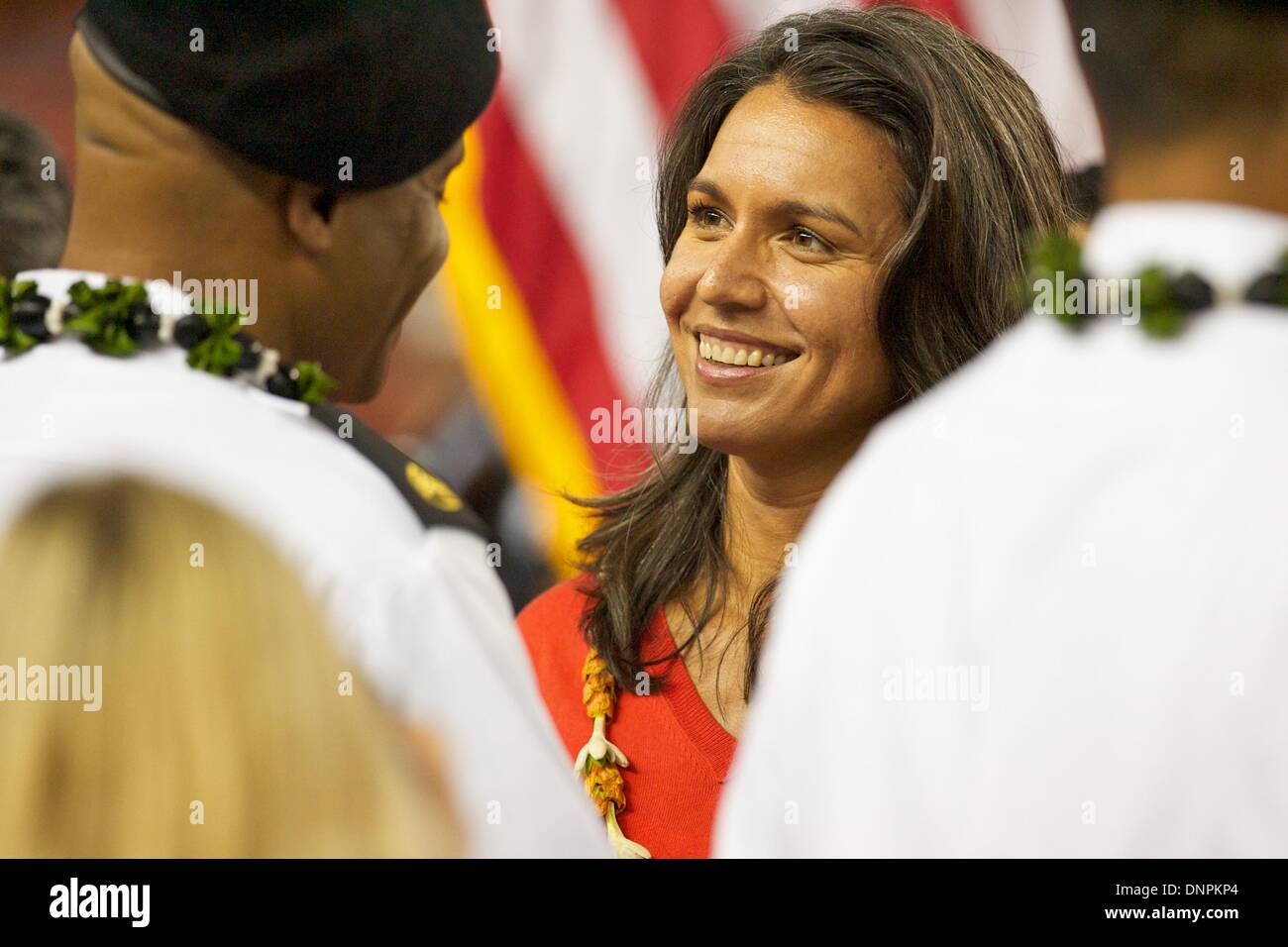 Honolulu, HI, USA. 30th Nov, 2013. November 30, 2013 - United States Senator Tulsi Gabbard during action between the Army Black Knights and Hawaii Rainbow Warriors at Aloha Stadium in Honolulu, HI. © csm/Alamy Live News Stock Photo