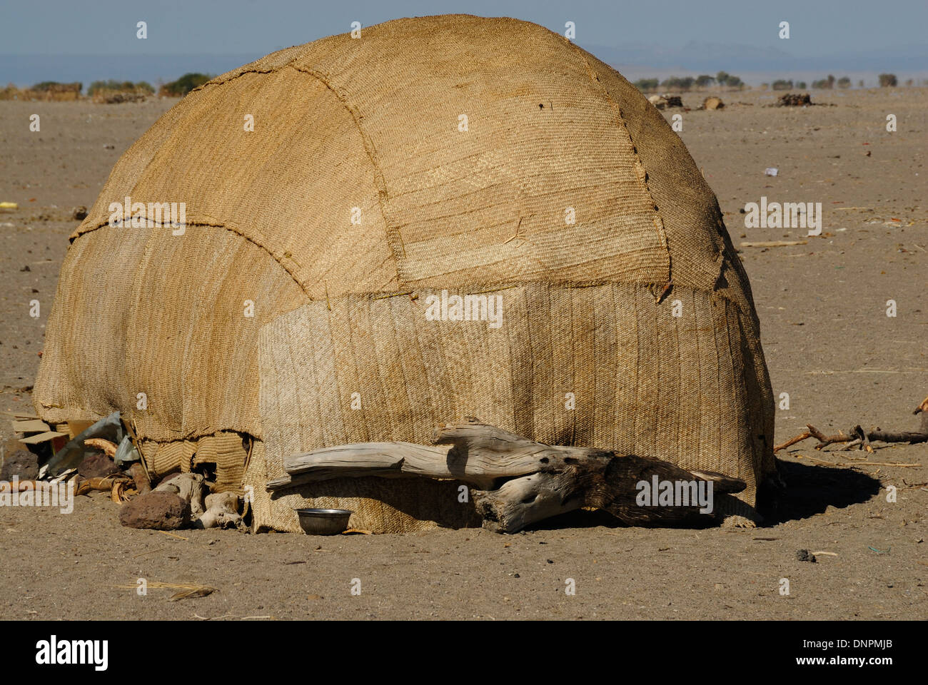 Afar hut in the south desert of Djibouti, Horn of Africa Stock Photo