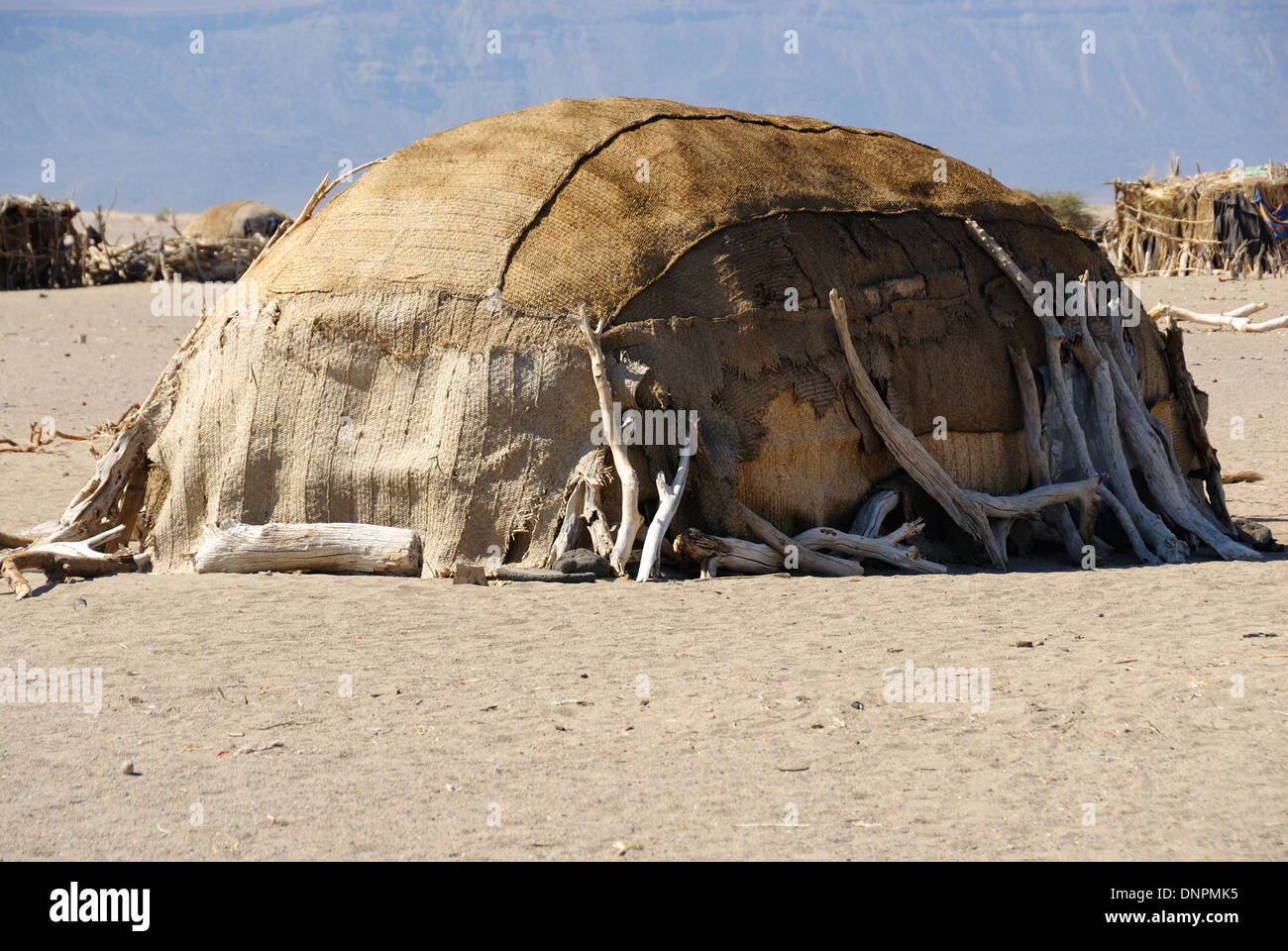 Afar hut in the south desert of Djibouti, Horn of Africa Stock Photo