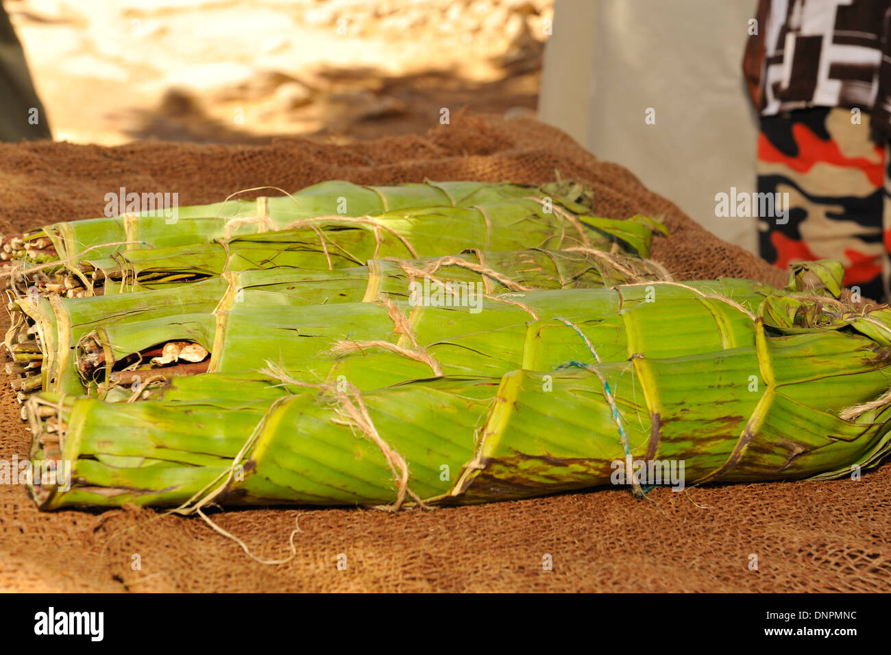 wooden sticks wrapped in palm leaves in Dikhil town in the south of Djibouti, Horn of Africa Stock Photo
