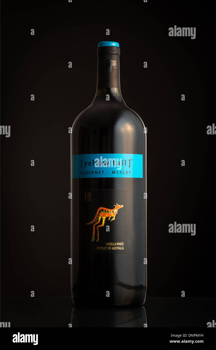 Bottle of a [yellow tail] Australian wine Stock Photo