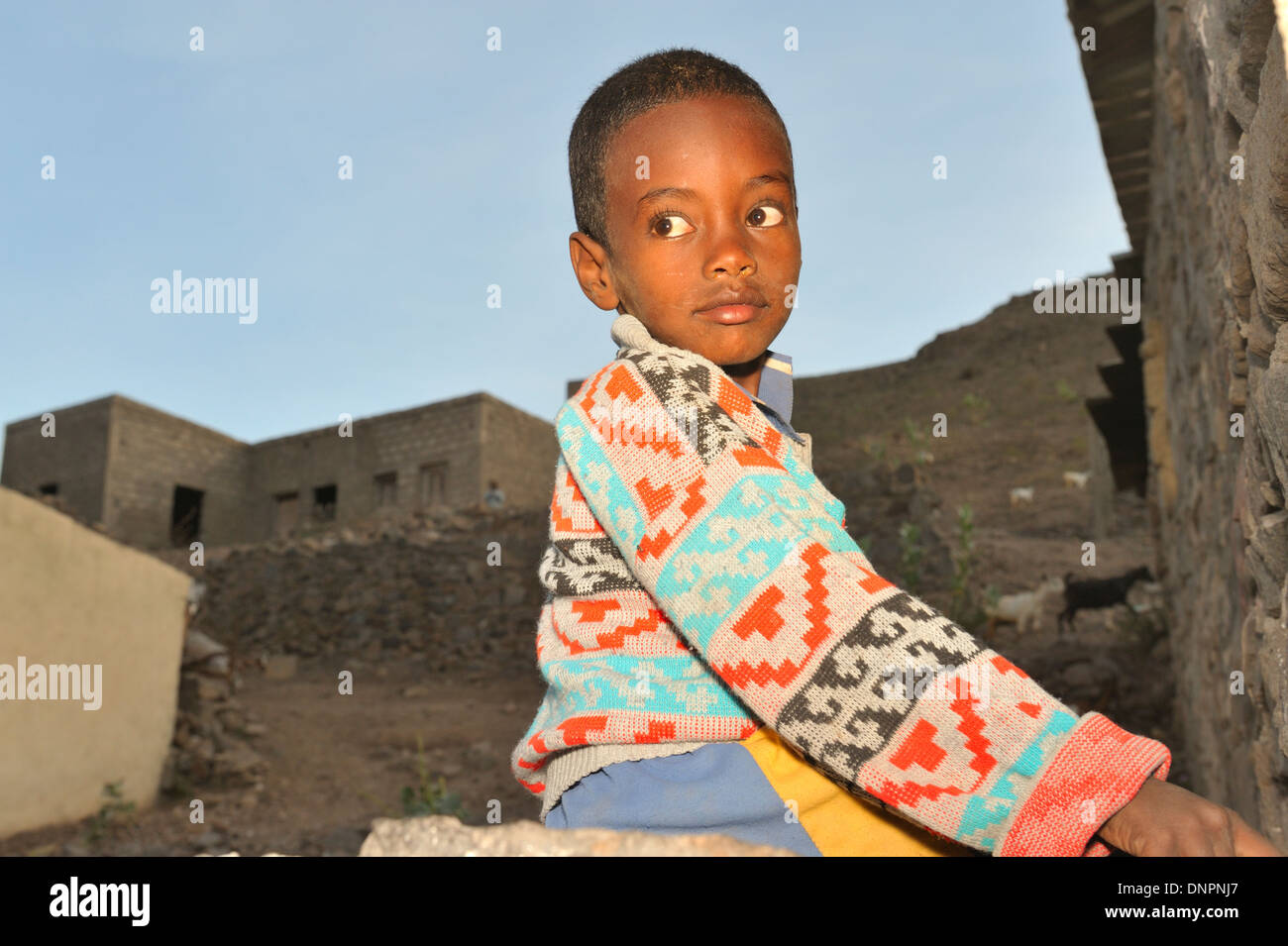 A Djiboutian boy posing in a street of Randa town, Djibouti, Horn of ...