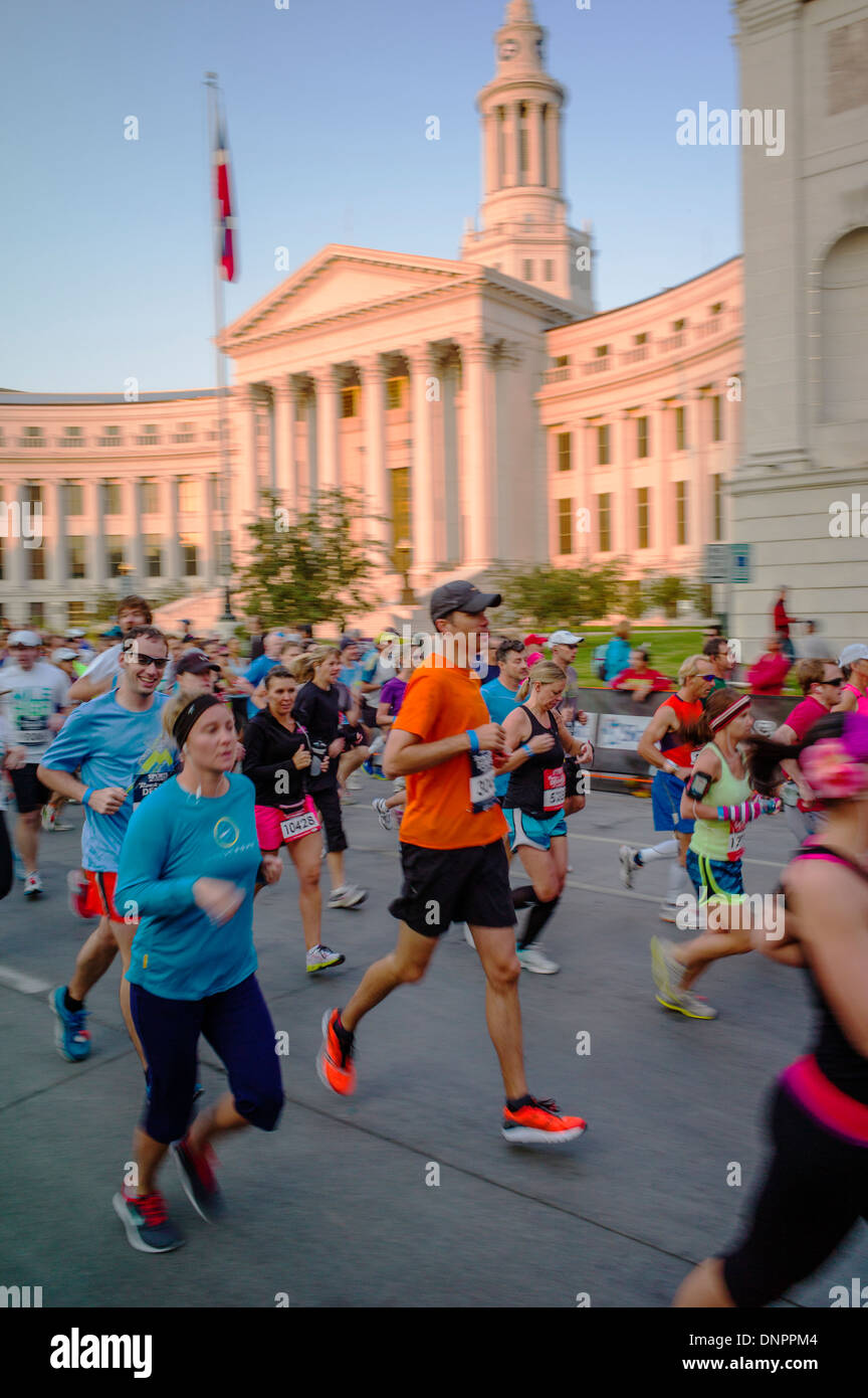 Runners in the Sports Authority Rock'n'Roll Marathon, Denver, Colorado, USA. Fund raiser for Prostate Cancer Foundation. Stock Photo