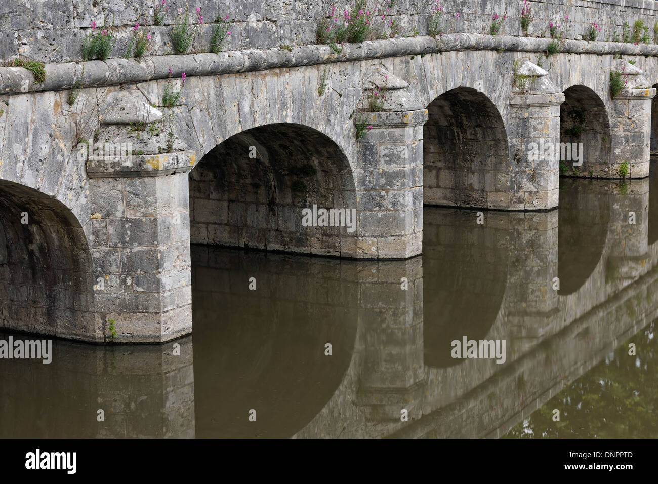 Stone Bridge near Chambord Castle. Chambord, Loir-et-Cher, Loire Valley, France. Stock Photo