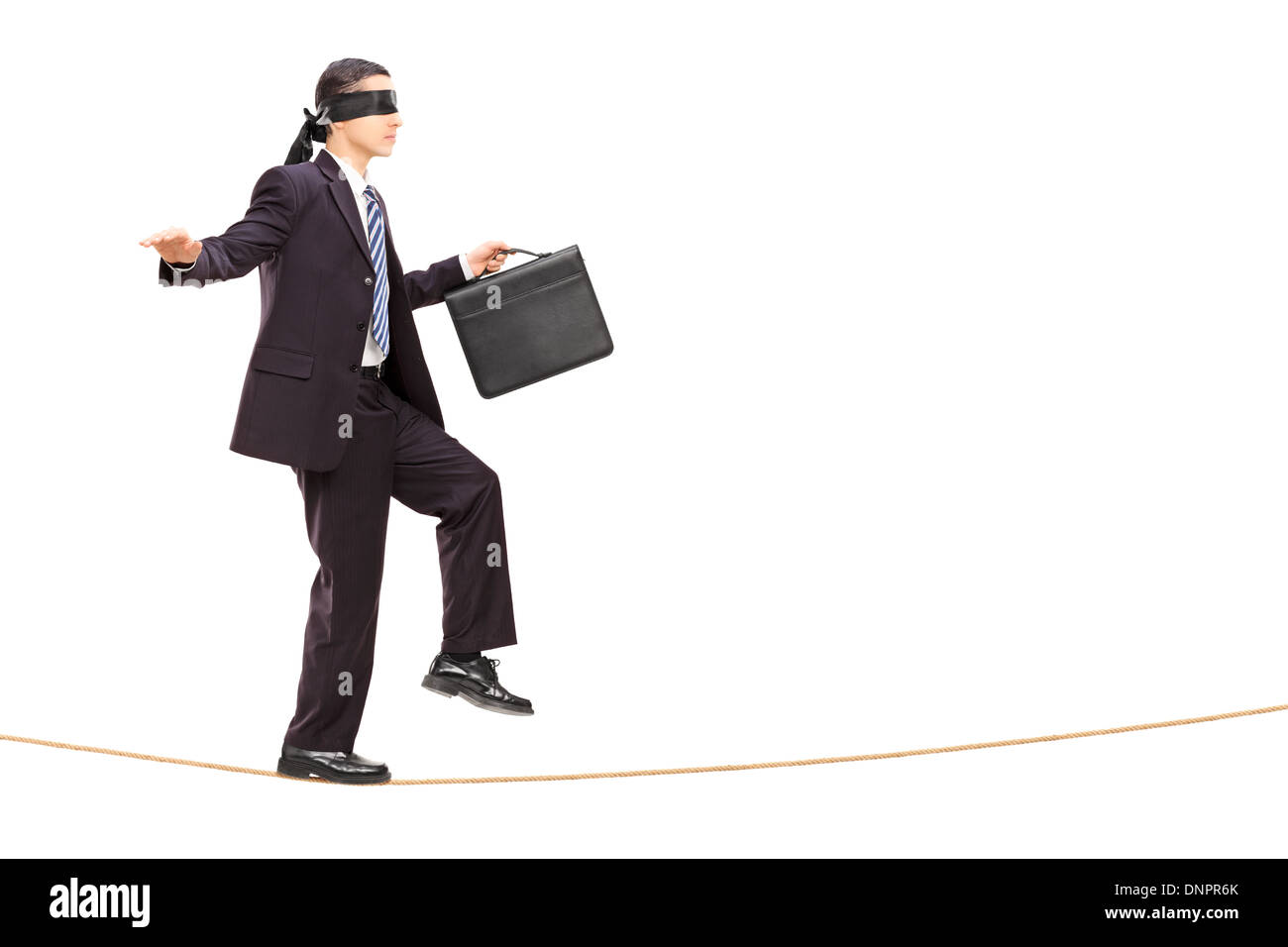 Premium Vector  Closeup profile of blindfolded man in suit. motivated  person going to risk concept