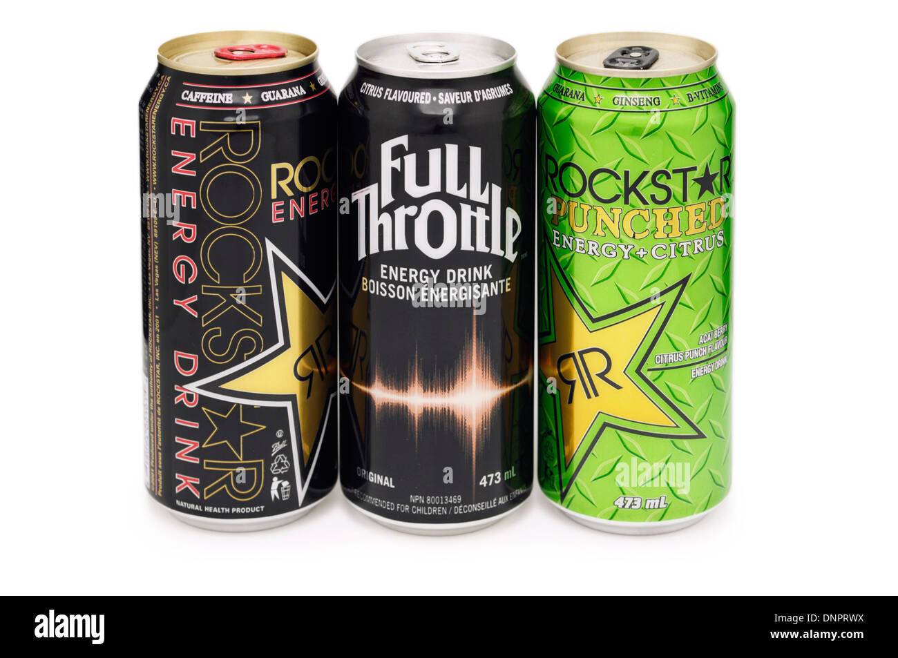 Energy Drinks, Cans Stock Photo