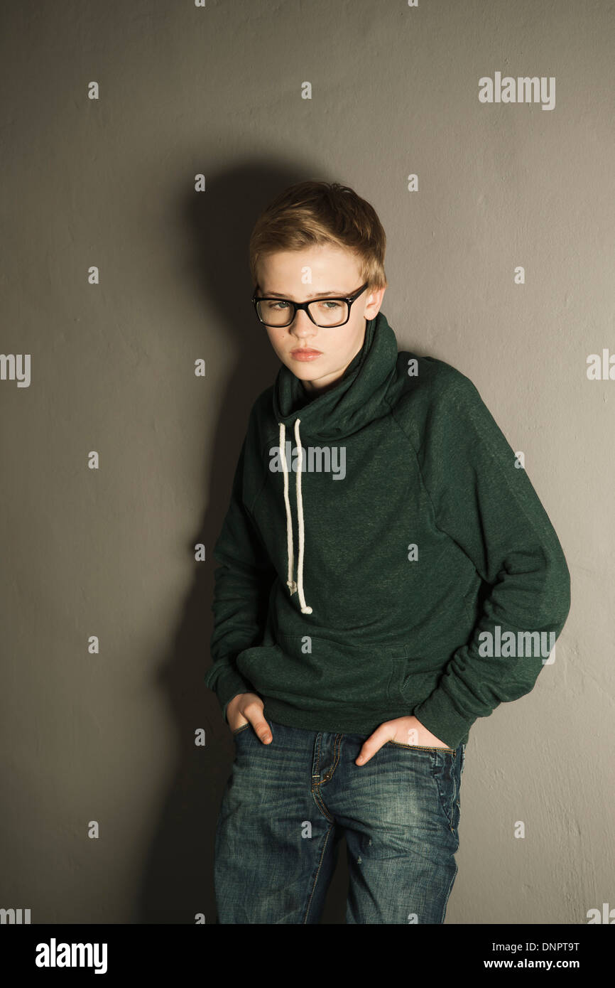 Portrait of Boy, Studio Shot Stock Photo