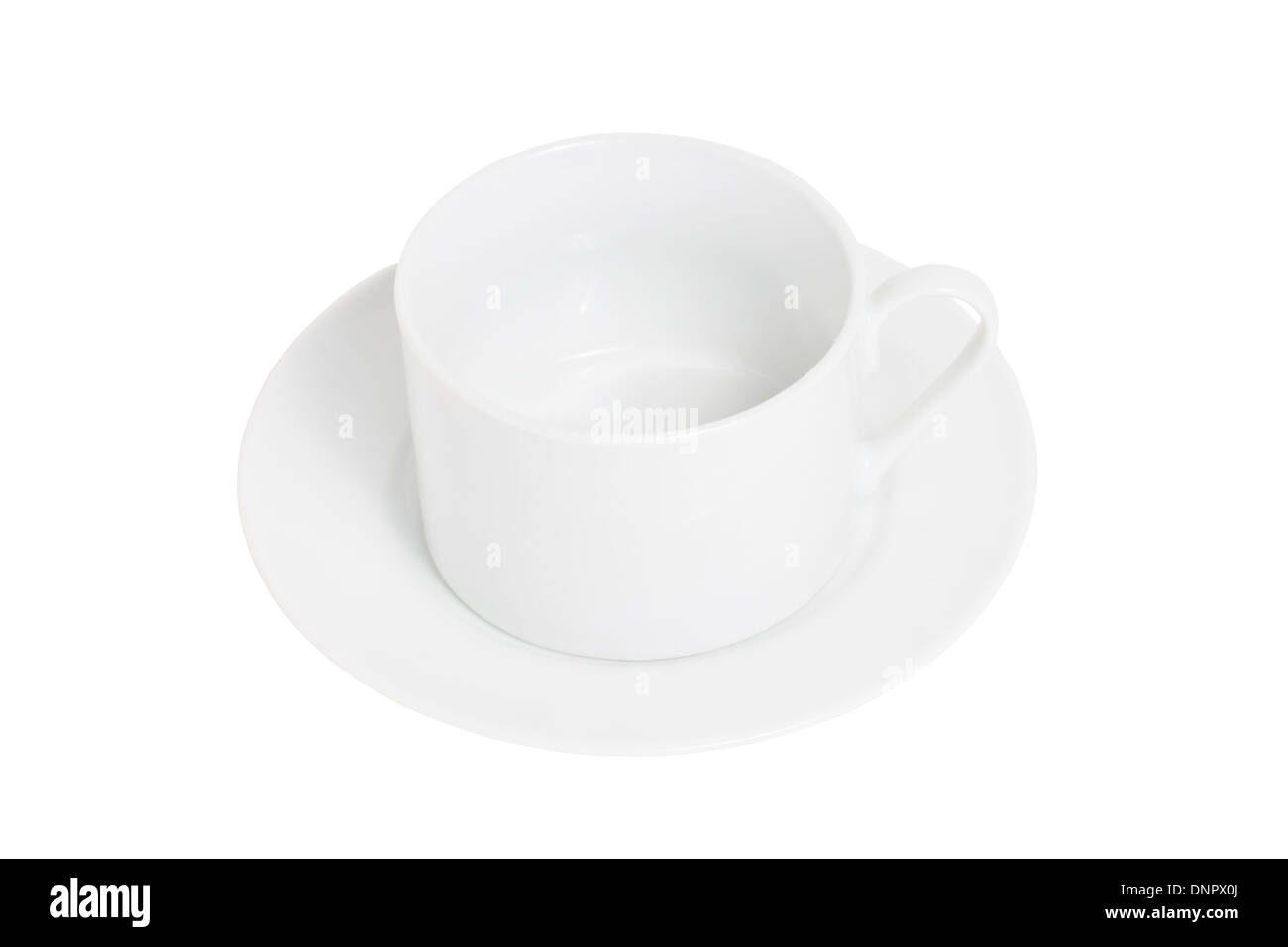 White ceramic cup of coffee isolated on white. Stock Photo