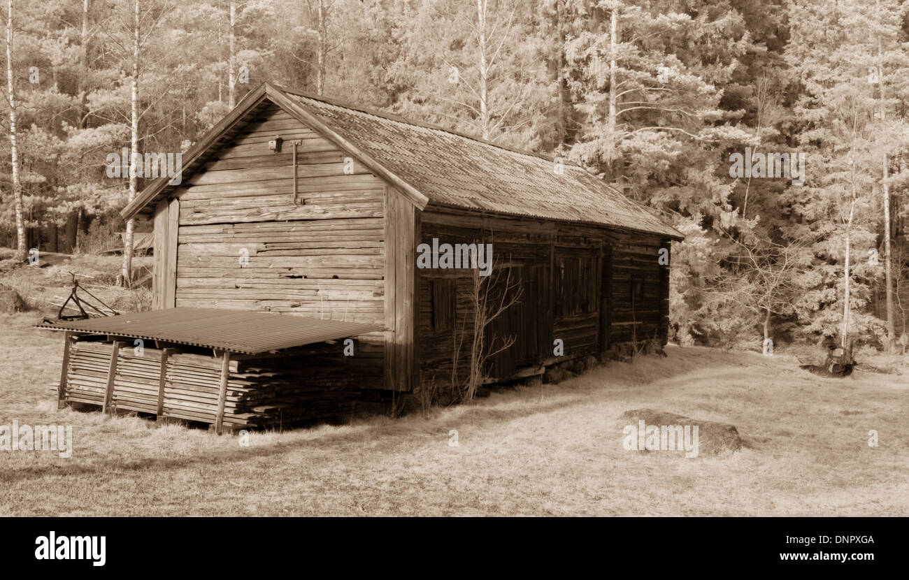 A farmhouse annex house for storaging I belive Stock Photo