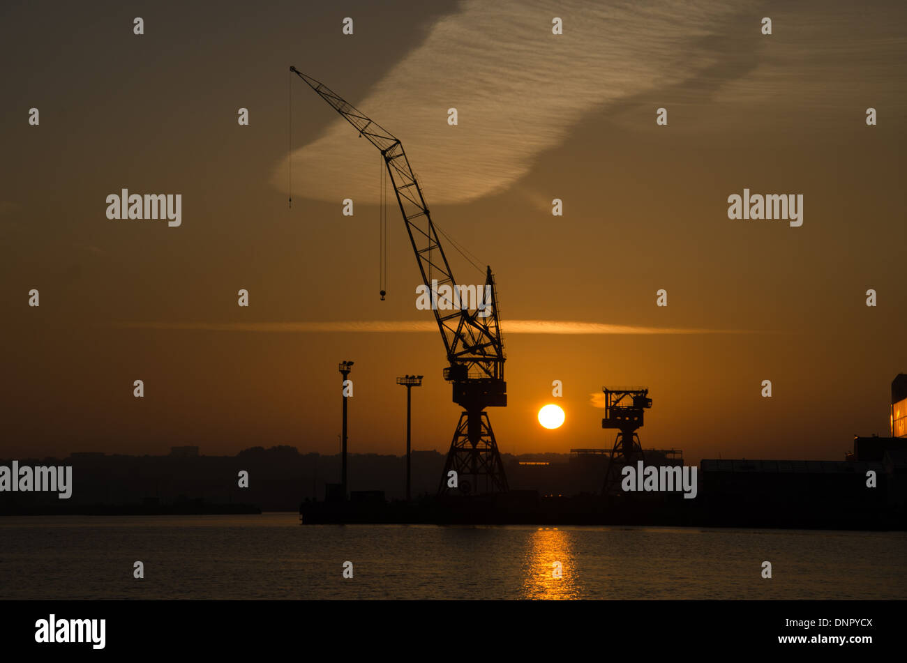 Sunrise on the Kiel Fjord. Stock Photo