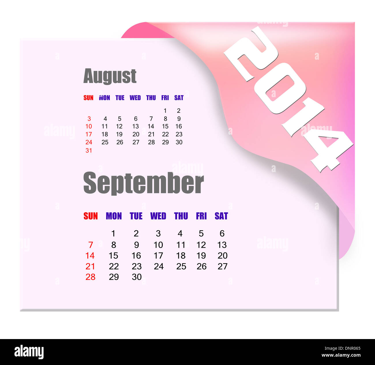 2014 September calendar Stock Photo Alamy