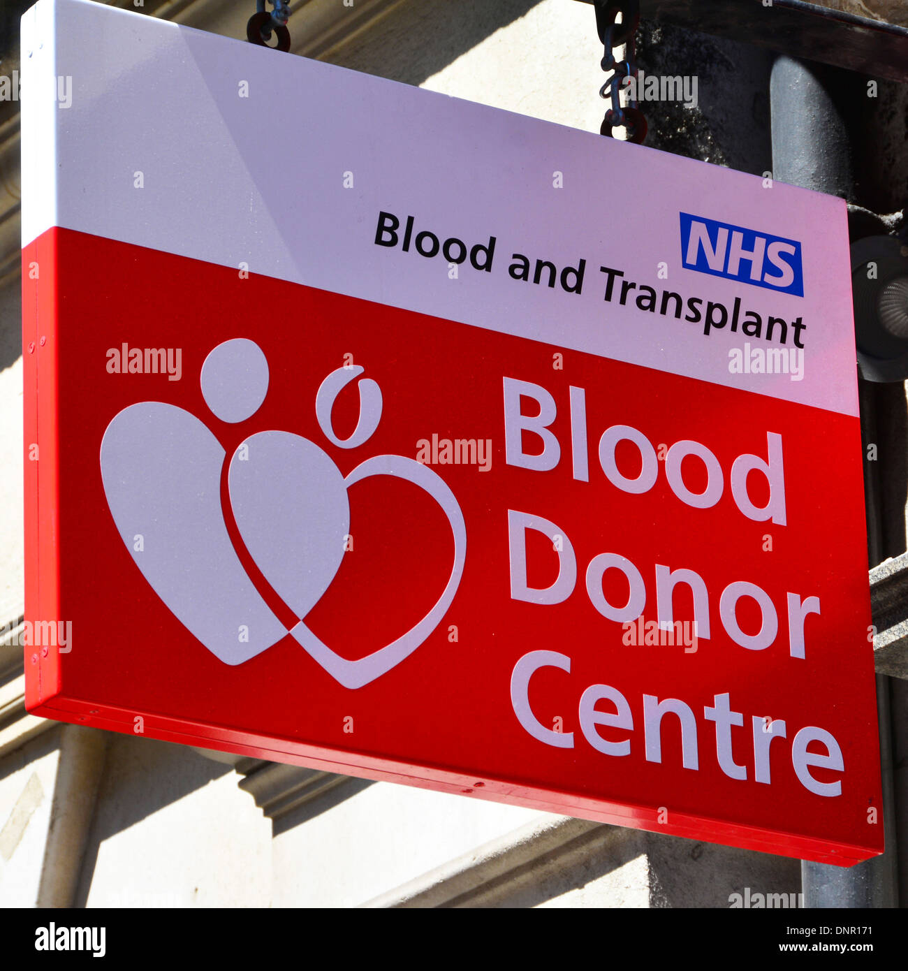 National Health Service Blood Donor and Transplant Centre sign West End London England UK Stock Photo