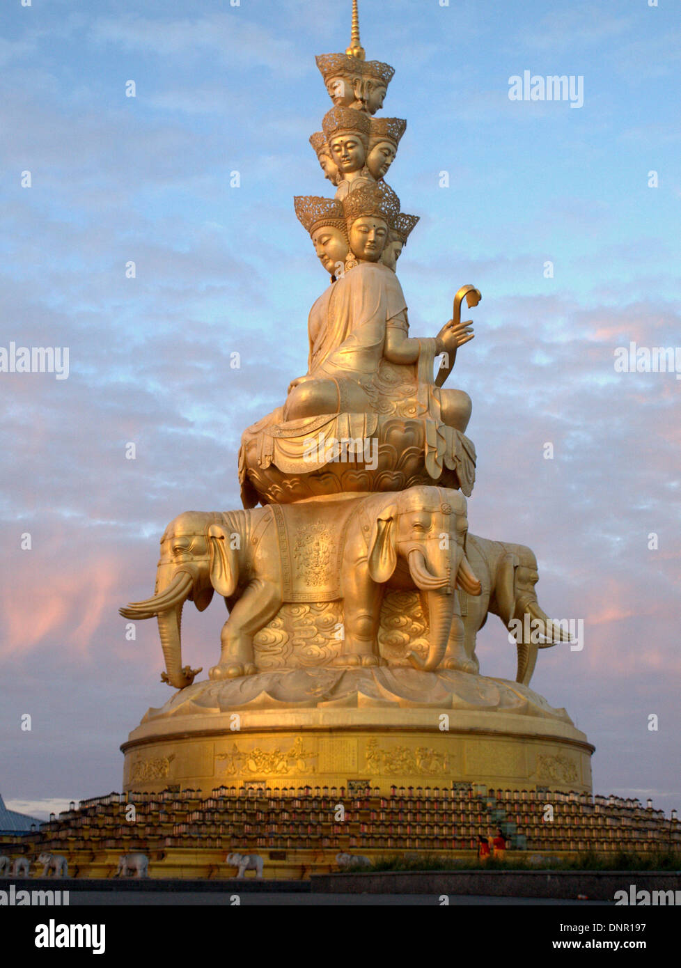 Massive statue of Samantabhadra at the summit of Mount Emei, Emei Shan, near Leshan, Sichuan province, China. Stock Photo