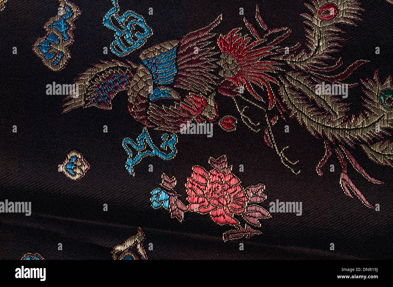Full frame take of a black kimono fabric Stock Photo