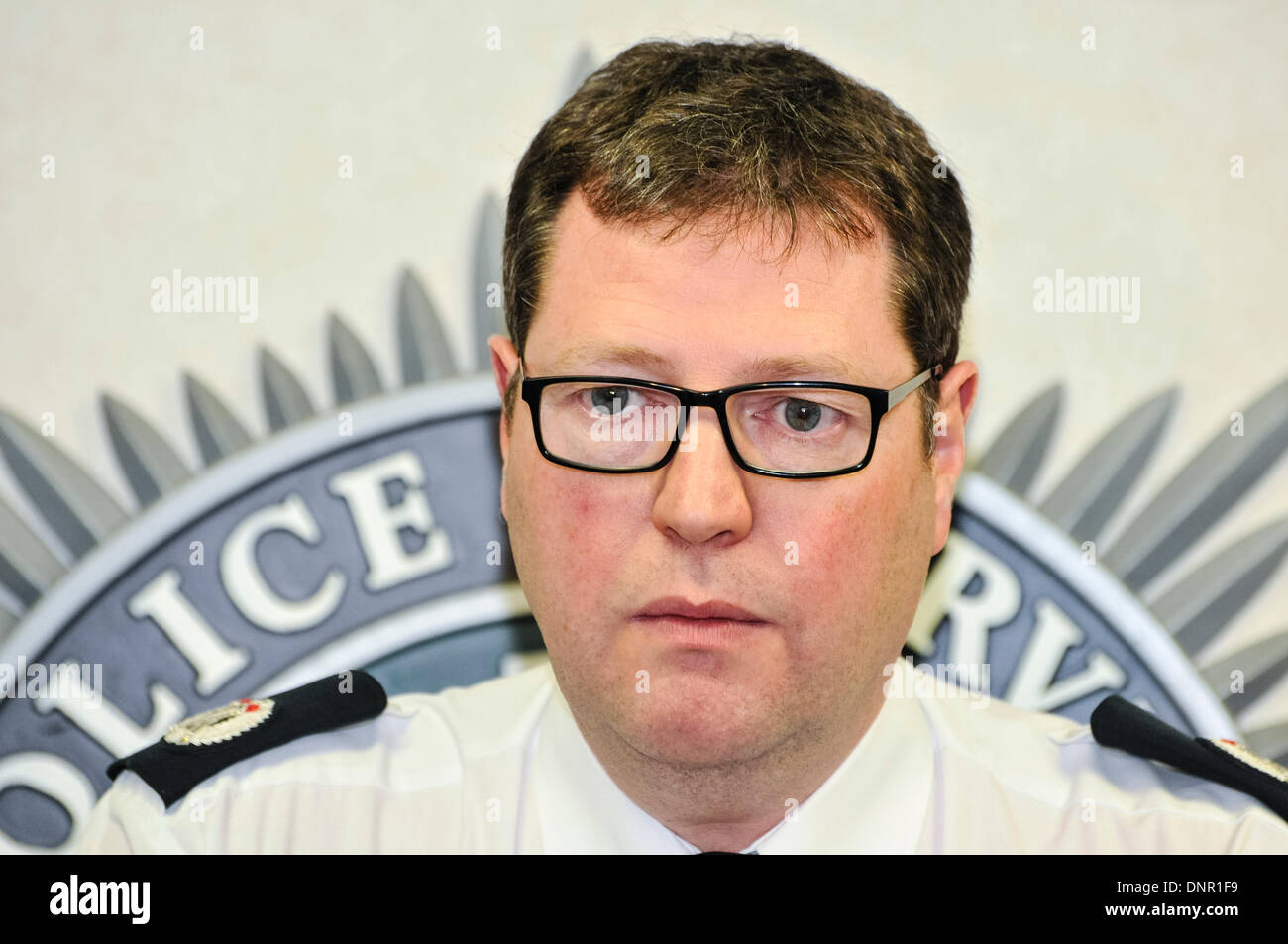 Belfast, Northern Ireland. 2rd Jan 2013 - Assistant Chief Constable Stephen Martin from the Police Service of Northern Ireland holds a press conference into multi-disciplinary flood planning, and warns of further risk of widespread floods. Credit:  Stephen Barnes/Alamy Live News Stock Photo