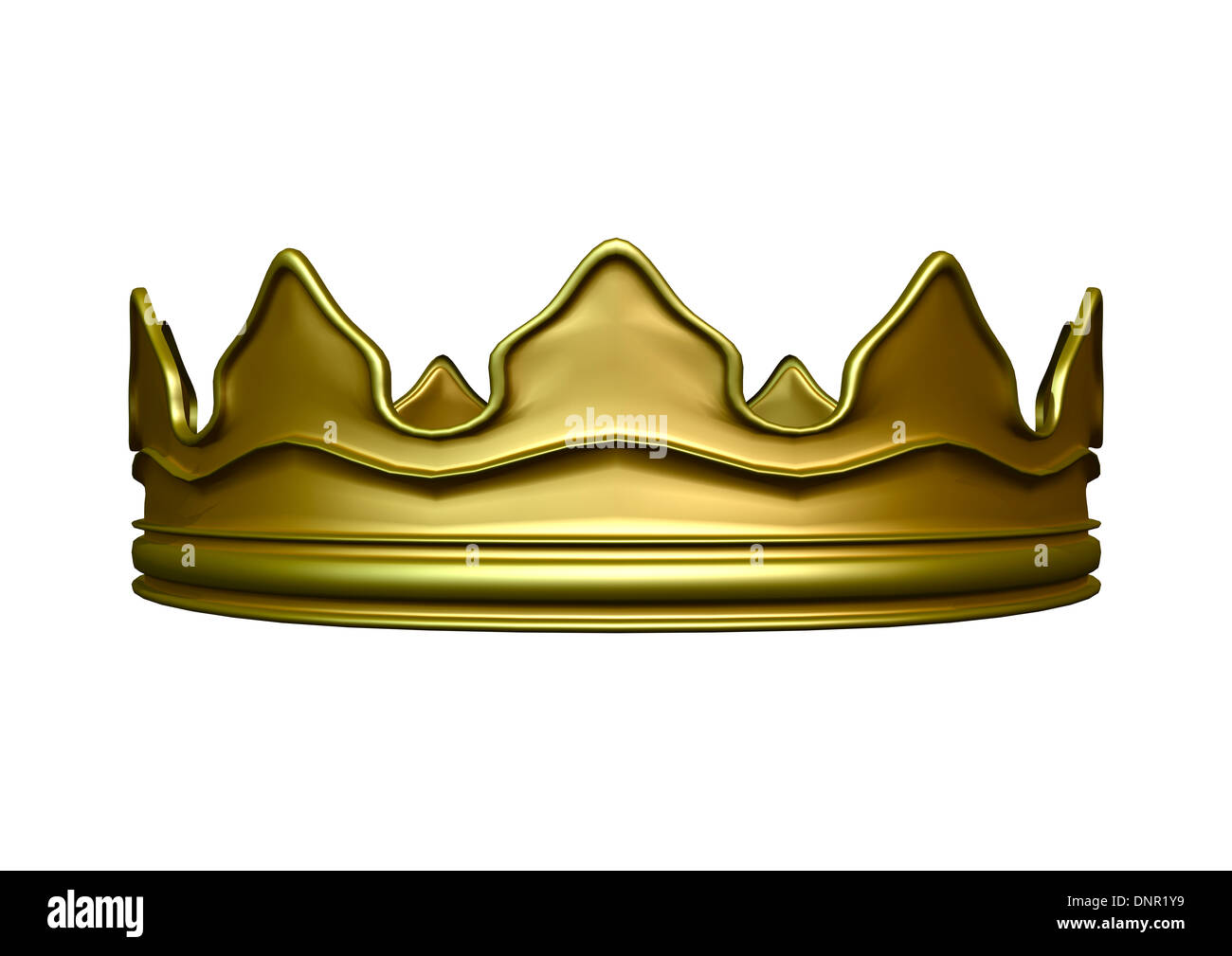 3D digital render of a golden crown isolated on white background Stock ...