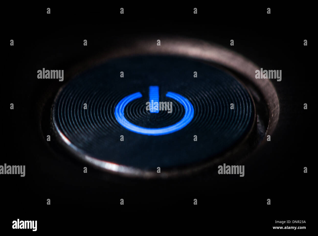 Start button with blue light Stock Photo