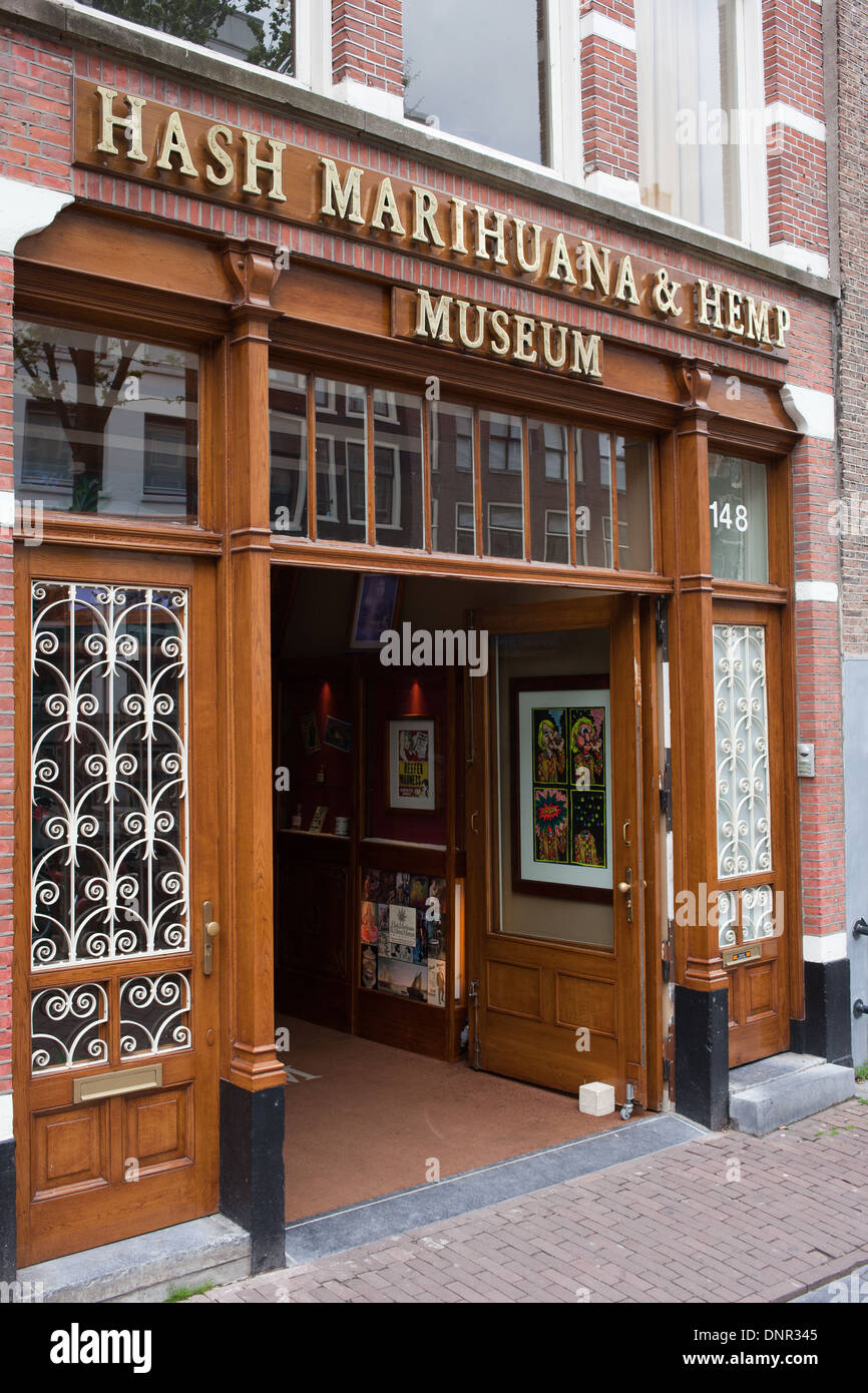Hash Marihuana and Hemp Museum in Amsterdam on Oudezijds Achterburgwal 148, Holland, the Netherlands. Stock Photo