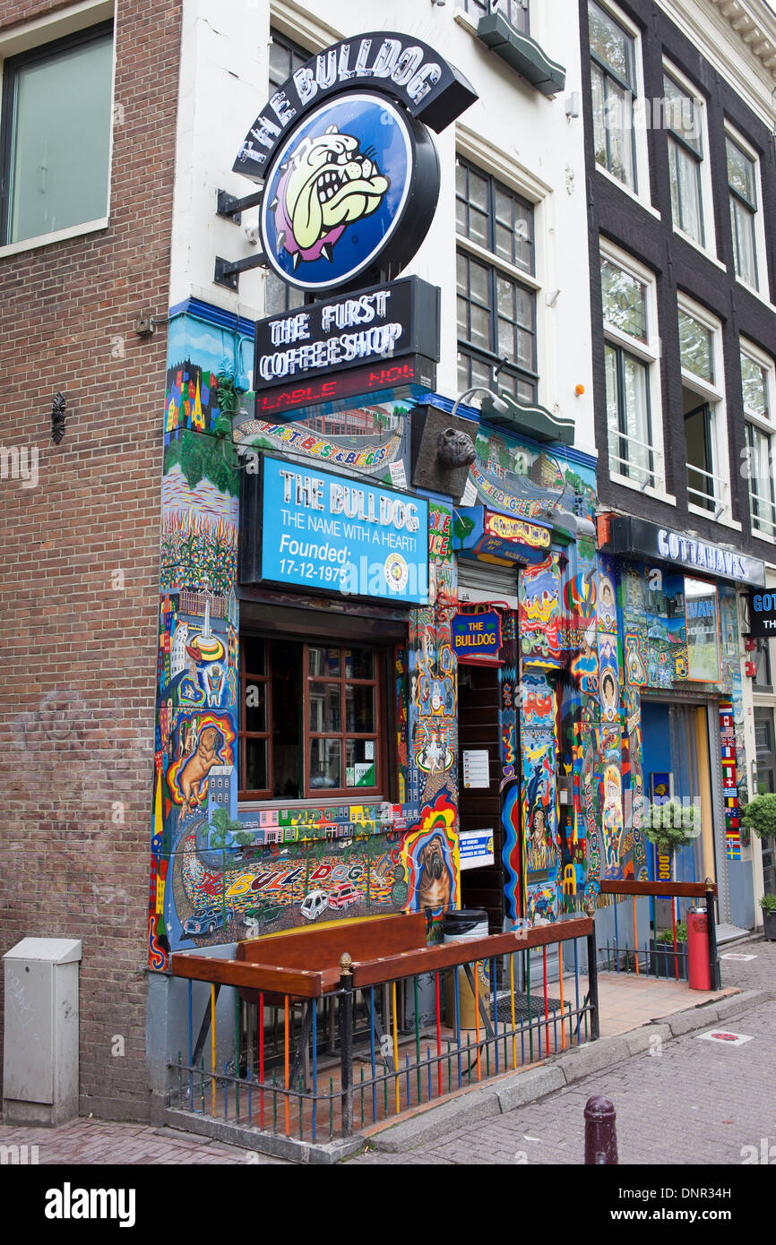 The Bulldog coffee shop in the Red Light District of Amsterdam, the Netherlands. Stock Photo