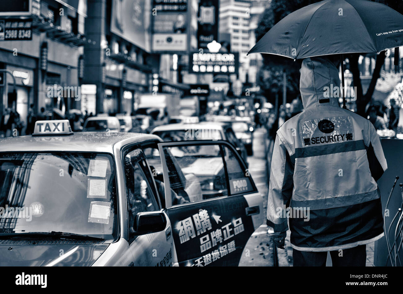 Taxi parking in Hong Kong, China, Asia Stock Photo