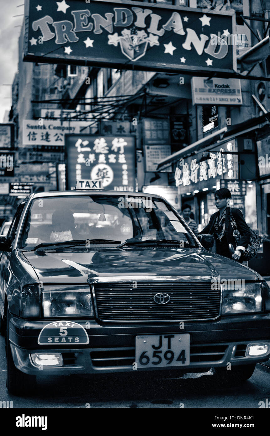 Taxi in Hong Kong, China, Asia Stock Photo
