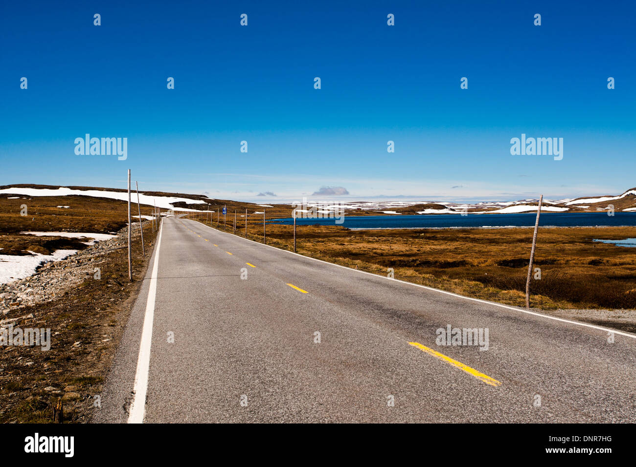 Route 7 on Hardangervidda plateau in Norway Stock Photo