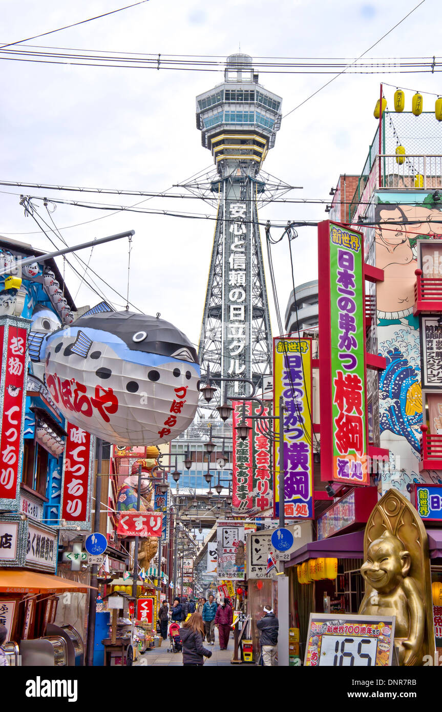 Day View of Tsutenkaku Tower and Shinsekai Neighborhood