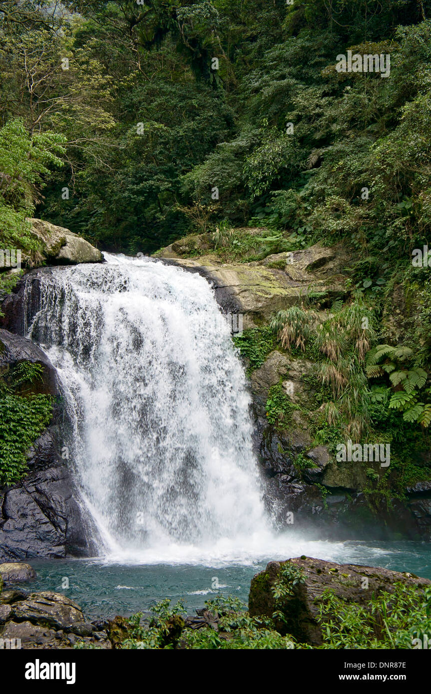 Waterfall in Valley of Wulai, Taiwan Stock Photo