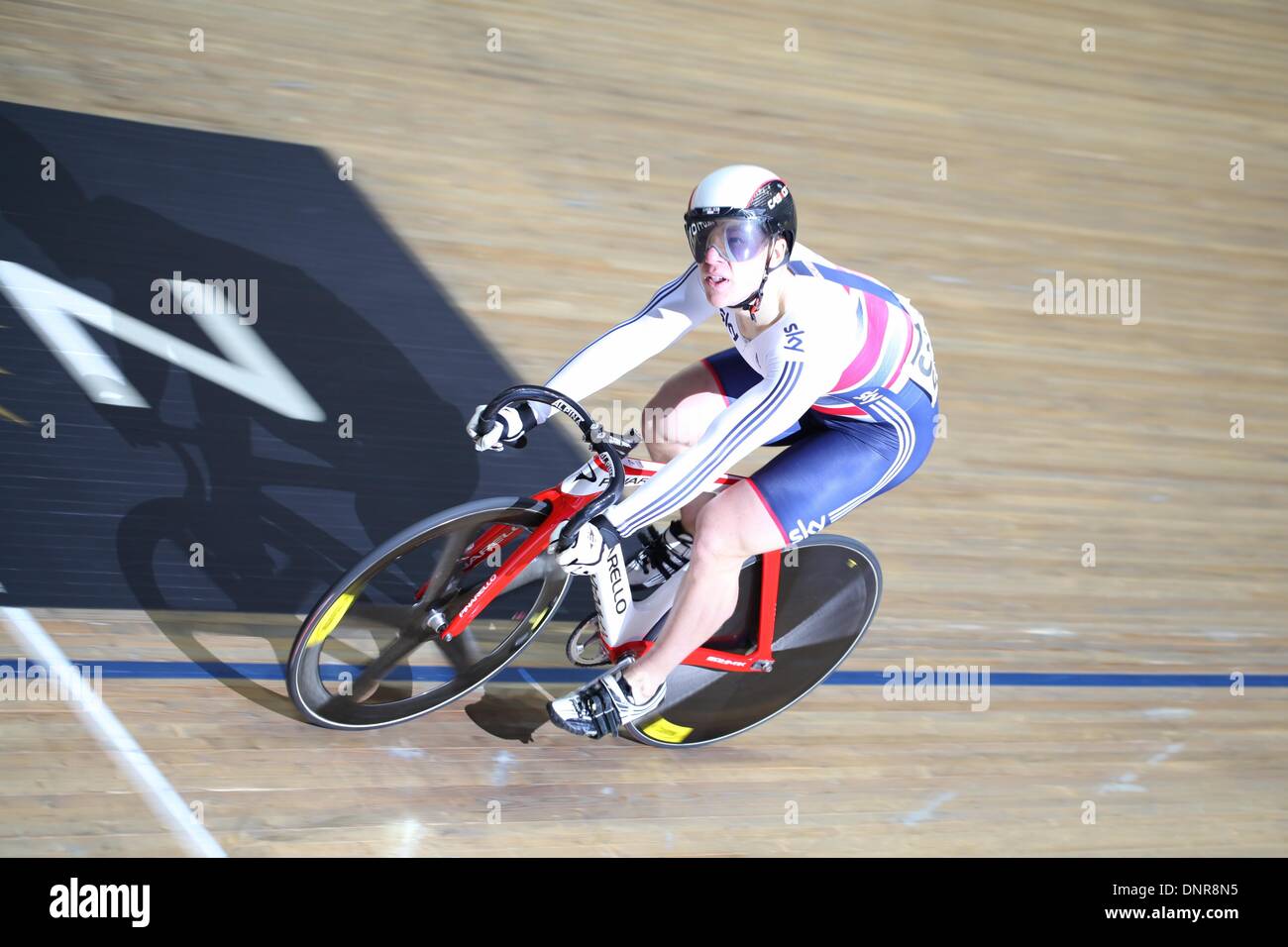Manchester, UK. 4th January 2014. Revolution Series Track Cycling Round 3. Chris Pritchard (BGR) in the men's sprint qualifying Credit:  Neville Styles/Alamy Live News Stock Photo