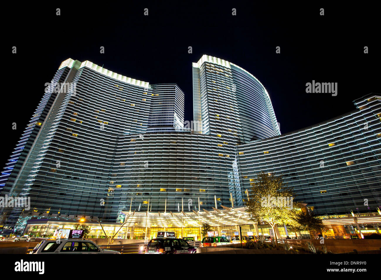 The Aria Hotel & Casino in Las Vegas pictured at night Stock Photo - Alamy